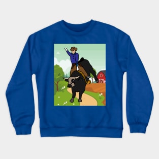 Rodeo Riding On A Bull Crewneck Sweatshirt